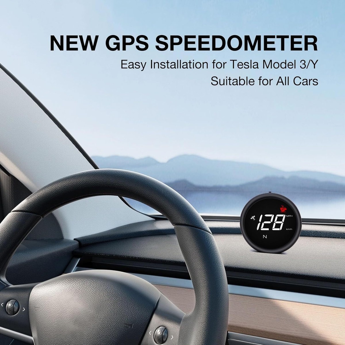 AMHVMU Y03 Auto HUD Head Up Display GPS Digitale Snelheidsmeter met LED Groot Lettertype Display Geschikt voor alle voertuigen (Wordt geleverd met datakabel, MPH) plug-and-play (Y03