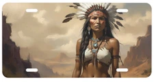 Female Native American Old West License Plate 6 X 12 Inches Aluminum New