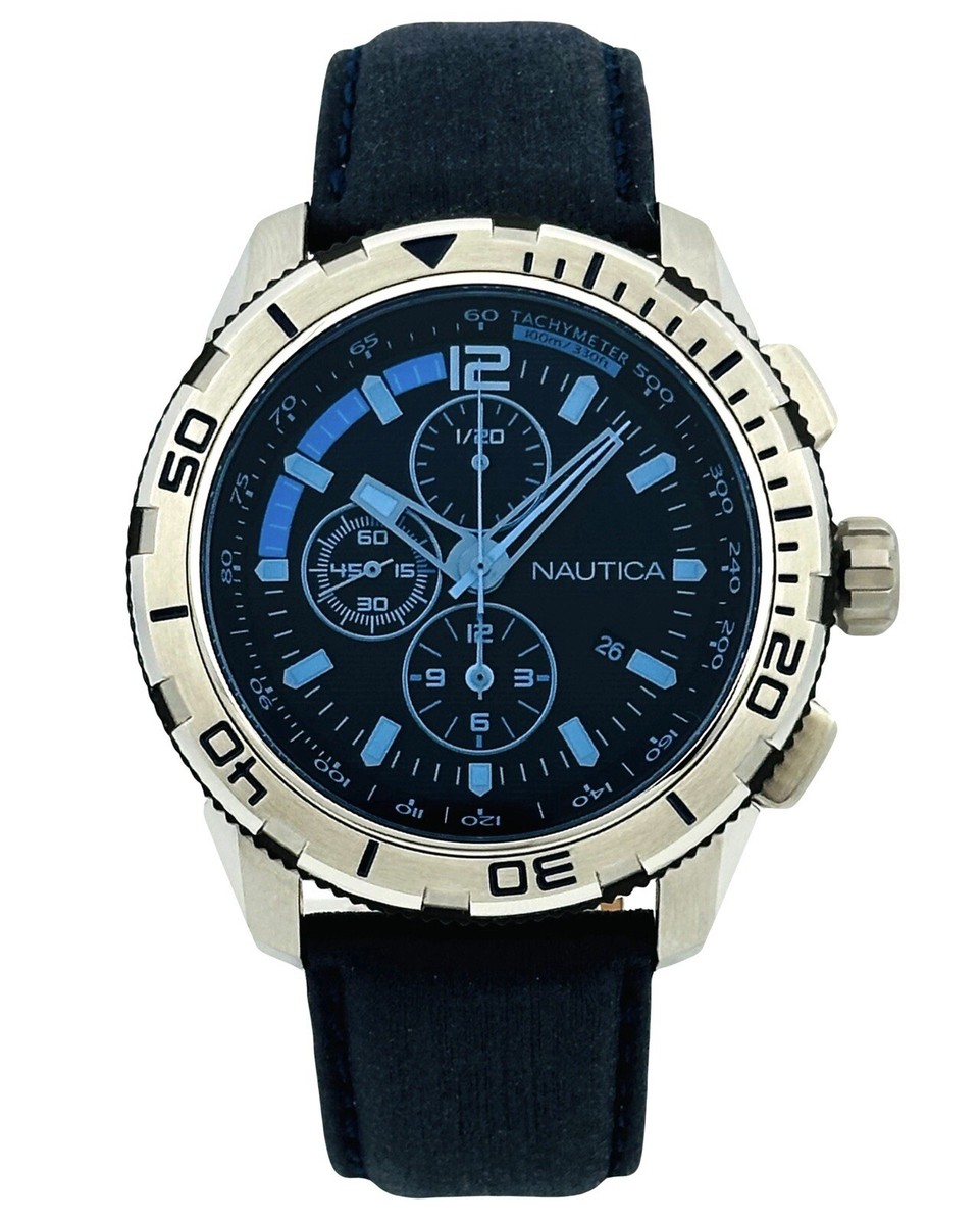 Nautica NAI19518G Blue Crystal Dial Chronograph Multifunction Blue