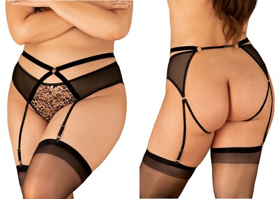 OBSESSIVE PLUS SIZE OUVERT PANTY STRAPSHALTER crotchless schwarz netz 2xl 3xl