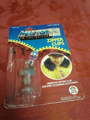 Vtg pop 1 ultra rare MOTU he-man Zipper Clip On Mini Figure 1983 toy gift htf