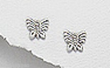 Solid Sterling Silver 7mm Tiny Butterfly Stud Earrings Very Cute