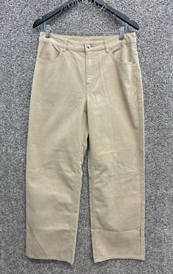 H&M Divided Beige Corduroy Pants Wide Leg Cords 100% Cotton Women's Size 8