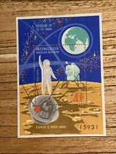 bloc neuf MLH Mongolie 1969 Apollo 11 et Lunik 2, Espace, Space