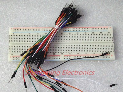 MB102 830 Tie Points Solderless   Breadboard MB102 + 65PCS Jumper cable wires #E