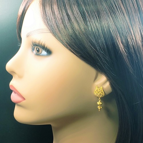 22K Yellow Gold Earrings Drop Dangler Screw Back Genuine Hallmarked Handcrafted - Picture 5 of 12