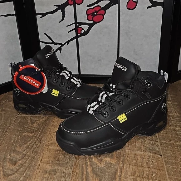 CONVERSE Black ASTM F2413-05 M I/75 C/75 STEEL TOE Leather Working Shoes SZ 7.5W converse steel toe products for sale | eBay main image 2