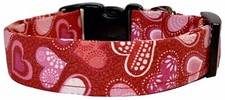 Pink  Red Decorated Glitter Hearts Valentines Day Handmade Dog Collar