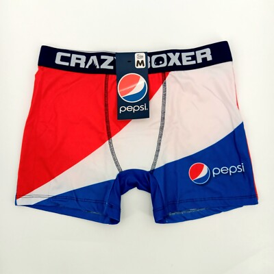 Crazy Boxers Mens Pepsi Co Logo Boxer Briefs Red White Blue M NWT AB3-5