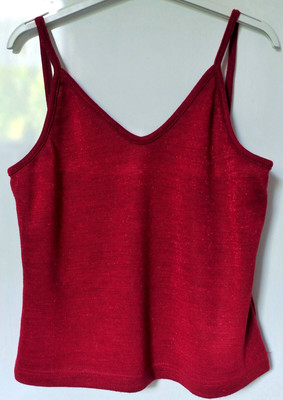 Dunkelrotes Damen-Lurex-Top von Miss H. Express_Oberweite 44 cm_Party Silvester_