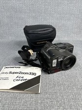 OLYMPUS INFINITY SUPER ZOOM 330 POINT  SHOOT 35mm CAMERA W/CASE TESTED WORKS