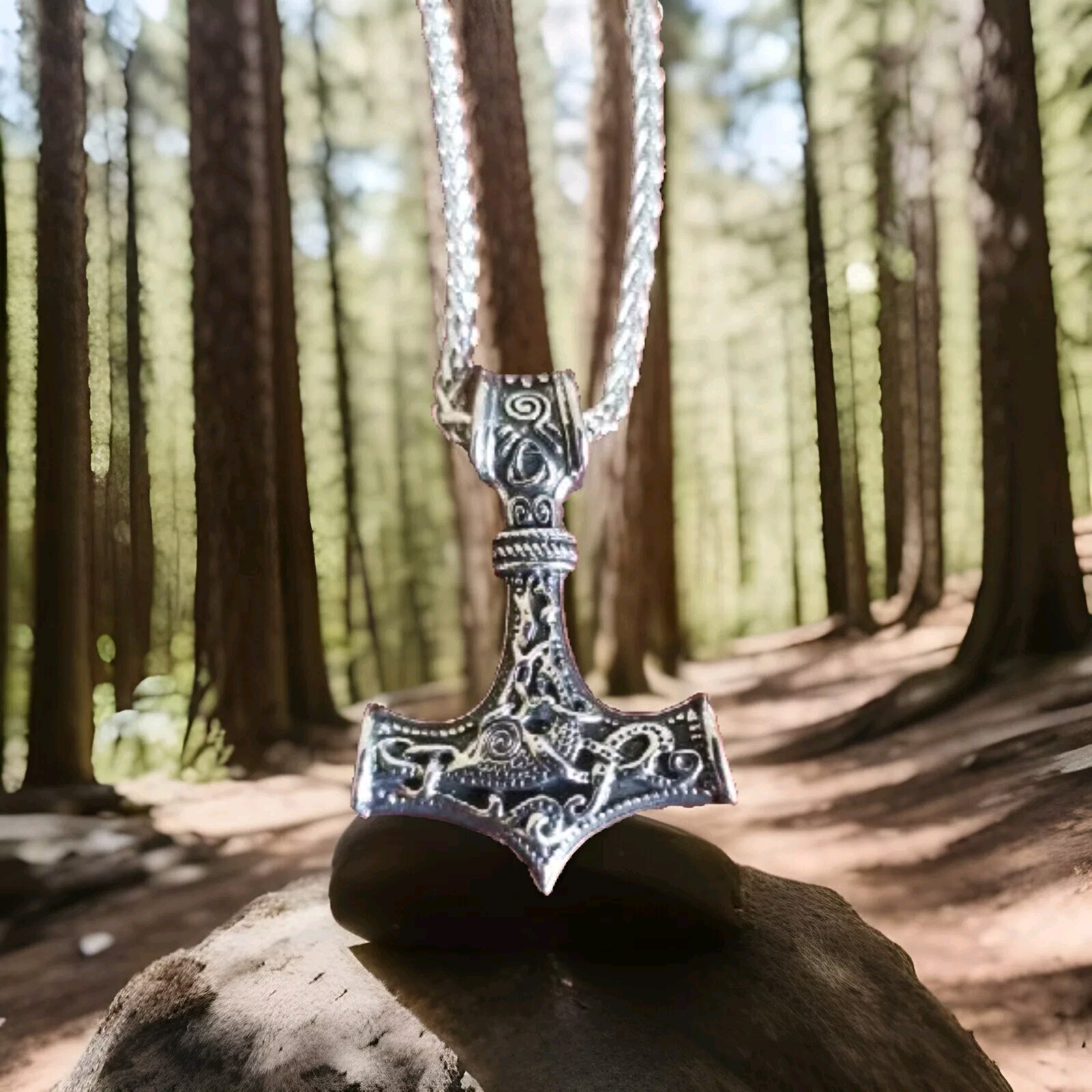 Thors Hammer Anhänger Mjölnir - Handgefertigt Aus Büffelhorn | Inkl. Schwarzem Baumwollband