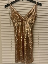 Lulus Champagne Showers Matte Bronze Sequin Bodycon Mini Sexy Dress XS