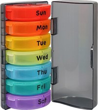 7 Day Pill Box with Case Weekly Safe & Secure Medication Travel Holiday Meds