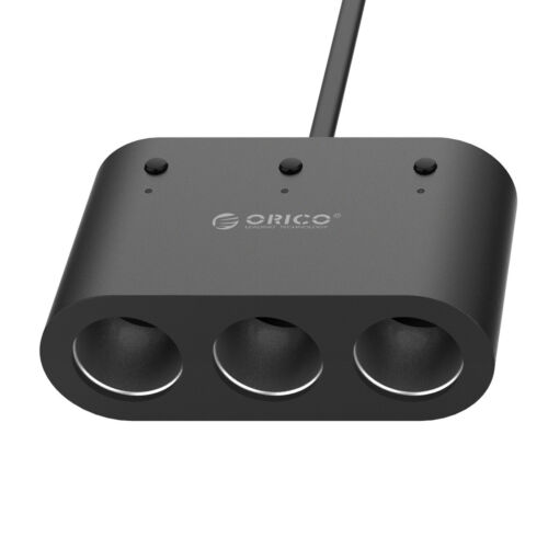 ORICO Car Cigarette Adapter w/ 3 Switched Lighter Sockets & 2 Port USB Charger - Picture 2 of 10