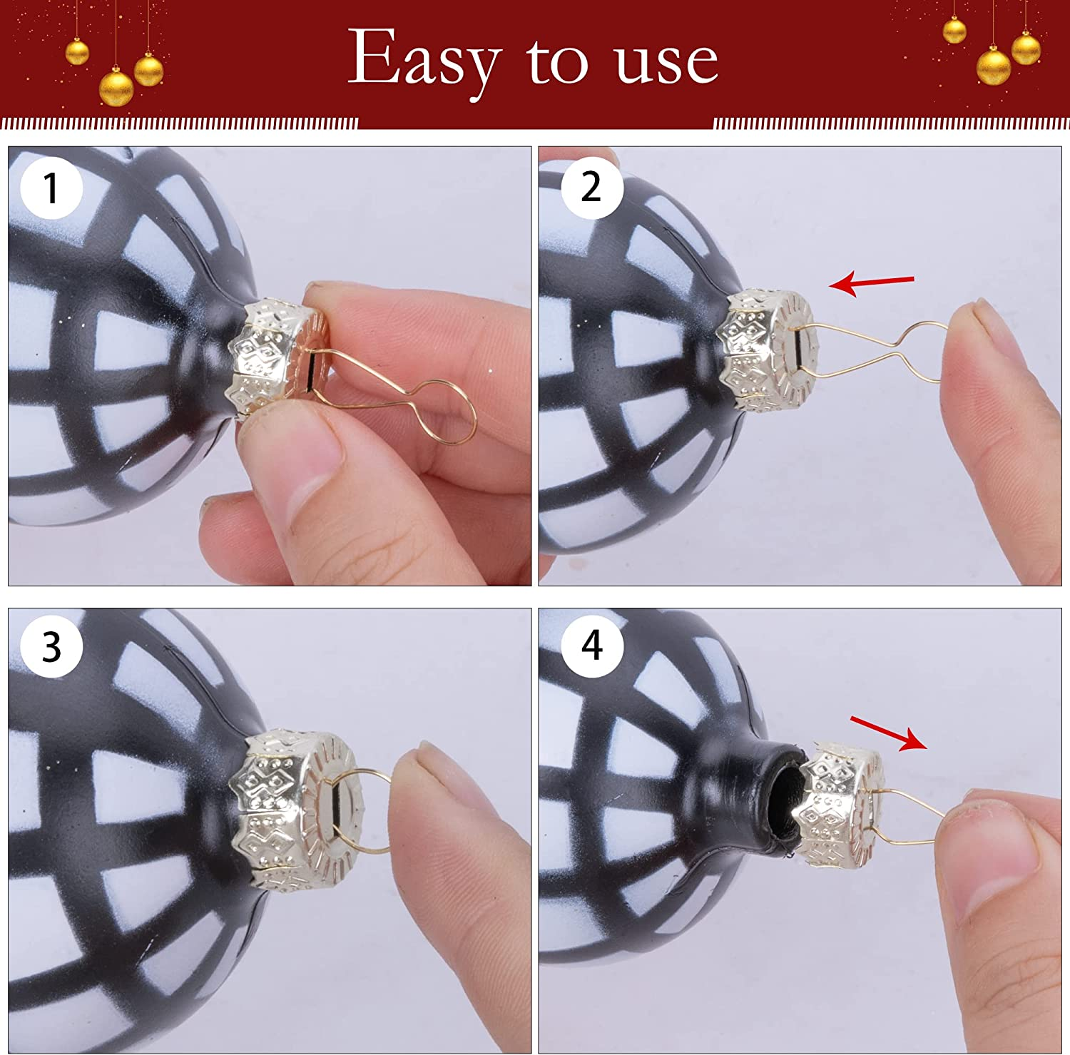 100X Round Christmas Ornament Caps Removable Hangers Caps Metal Replacement Cap eBay