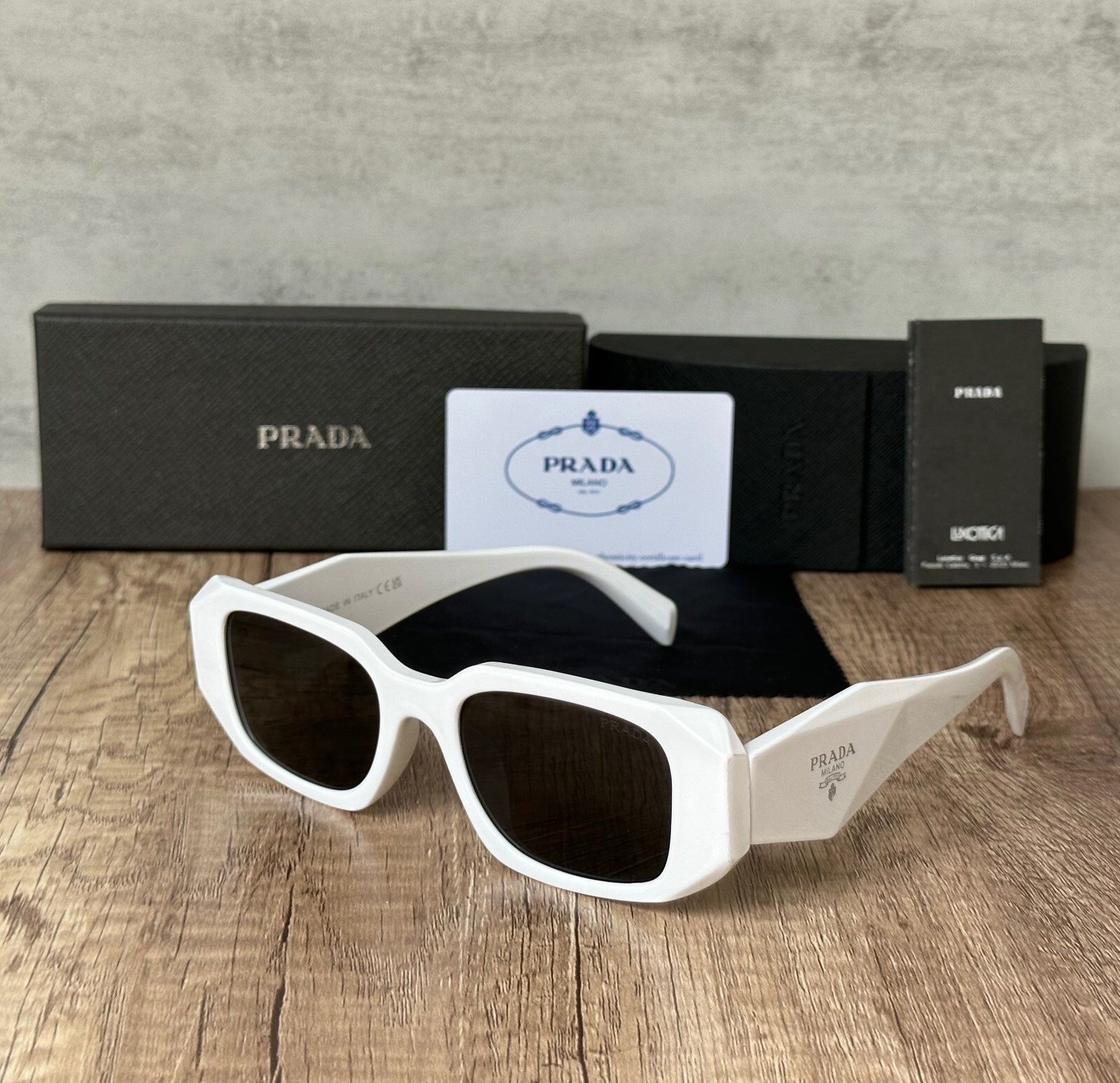 Prada PR 17WS White Frame Sunglasses 100% Authentic Original Logo