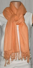PEARLS & CASHMERE Orange Fringe Detail Rectangular Scarf/Shaw 