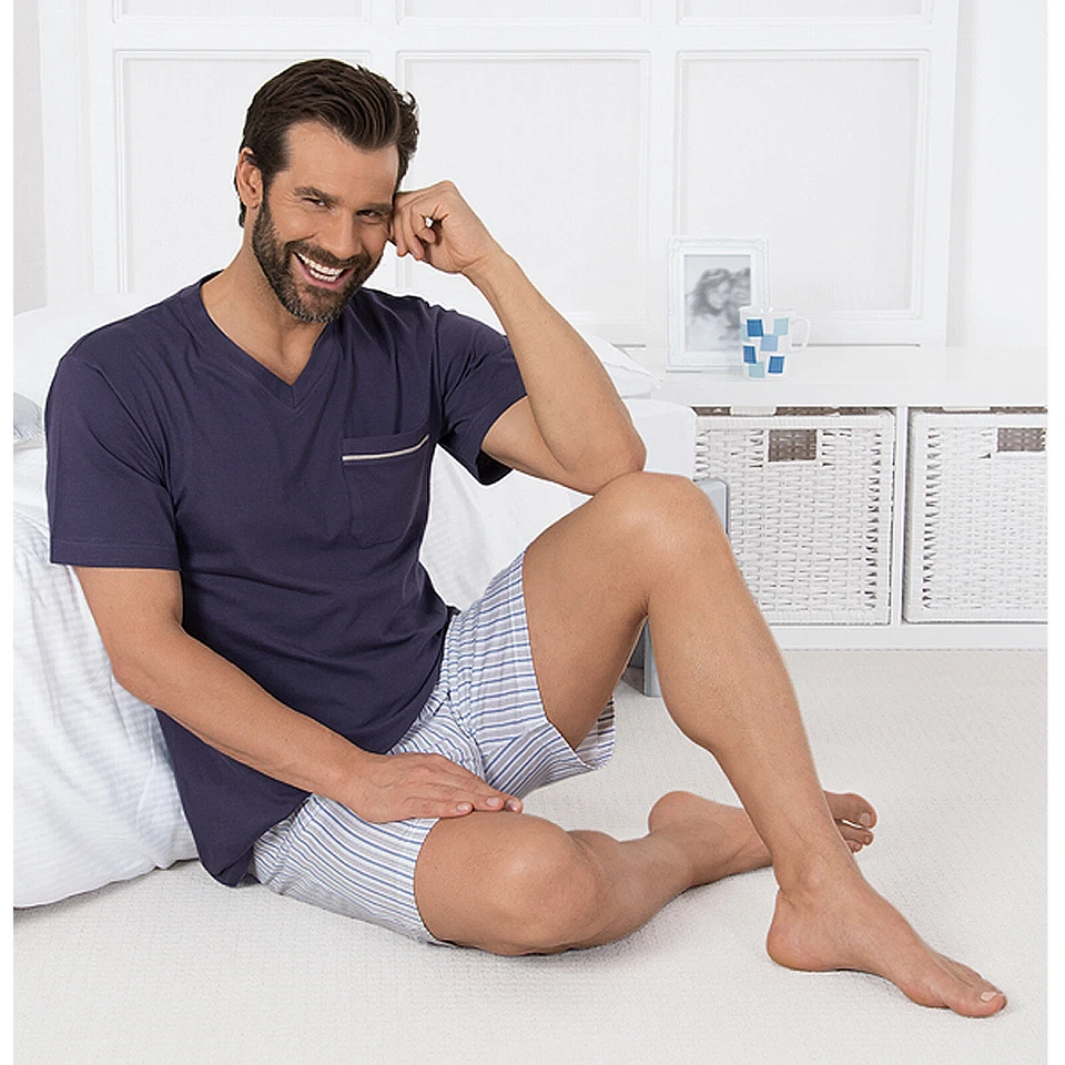 Herren Nachtwäsche Schlafanzug Pyjama kurz Manuel Baumwolle Größe M L XL XXL /// - Bild 2 von 4