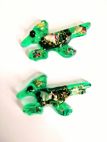 Vintage Lucite Roadrunner and Babies Magnets Mid Century MCM Flake Glitter lot - Picture 3 of 6