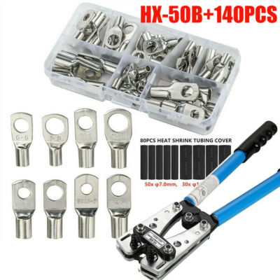 140Pcs Copper Lugs Ring Terminals Bare Battery Welding Crimp Wire Connectors US