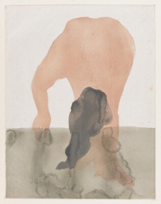 Coming Back from Long Night's Sleep Rodin Art Print 1906 Watercolor Nude Figure