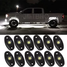 12Pc White LED Rock Light Pods Underbody Glow Lamp For GMC Sierra 1500 2500 3500