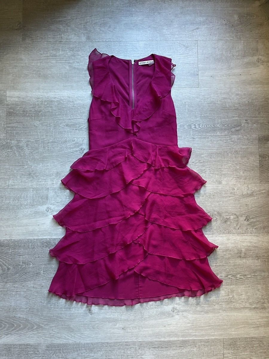 alice and olivia pink v neck dress ALICE + OLIVIA Kiro V Neck Slip Dress