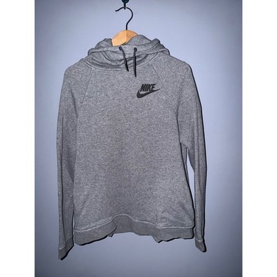 Nike Sportswear Essential Funnel Neck Hoodie Heather Grey Large Mens Pullover