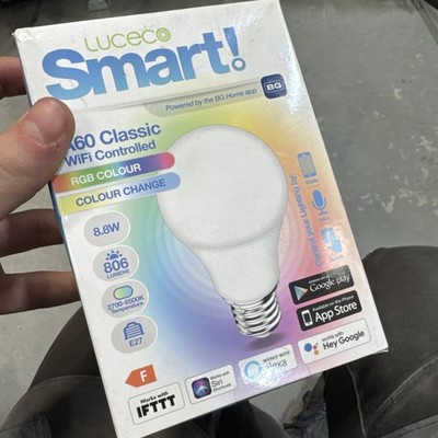 Luceco Smart LED Leuchtmittel E27 9W RGB+CCT dimmbar WiFi App Sprachsteuerung 806lm
