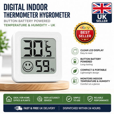 Digitales Innen Thermometer Hygrometer LCD Temperatur Luftfeuchtigkeit Messgerät kompakt UK