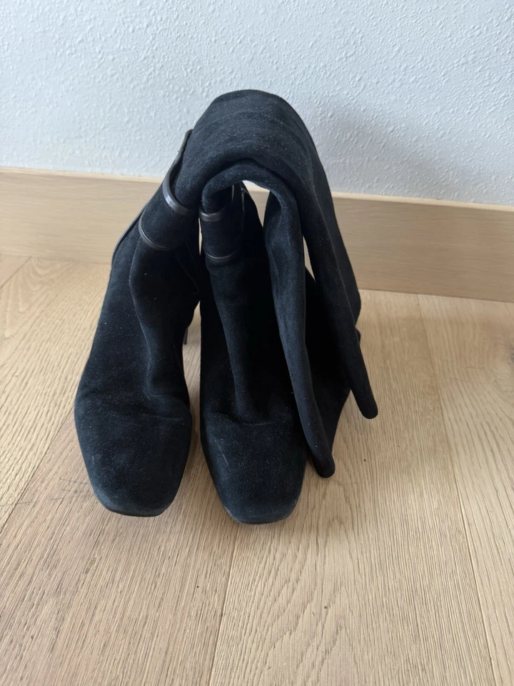 Botas Donald J Pliner negras de gamuza tacón alto hasta la rodilla para mujer talla 9,5 Goa Foto 4 de 4