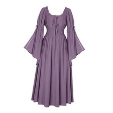 Renaissance Costume Women Peasant Medieval Maxi Dress Medium Purple