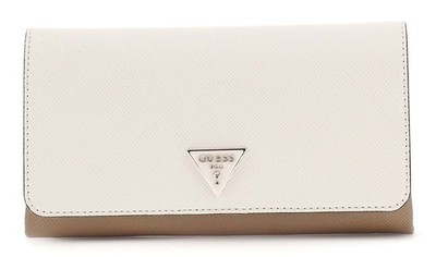 GUESS Noelle II Xbody Flap Organizer Umhängetasche Tan Multi weiß Neu
