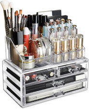 Acrylic Makeup Organizer with 4 Drawers and Removable Top Lipstick Holders, Idea