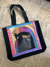 LAUREL BURCH-Large  Embracing Horses  Canvas Tote Overnight Bag, Box Bottom GUC