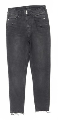 Schwarze Skinny-Damenjeans UK 10 Regular Fit Distressed Denim von F&F