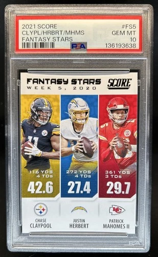 2021 Score Claypool Justin Herbert Patrick Mahomes II Fantasy Stars #FS5 PSA 10