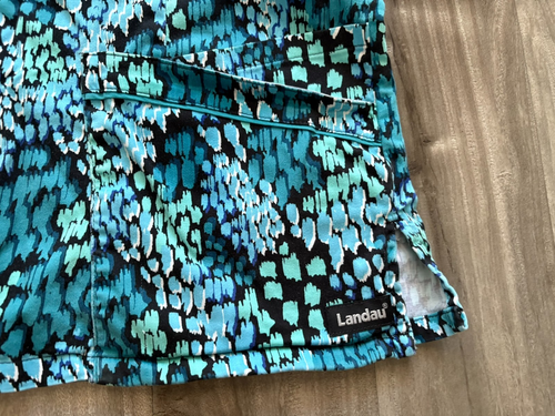 Landau Womens Multicolor Made Better V-Neck Abstract Print Scrub Top Size M - Picture 6 of 11