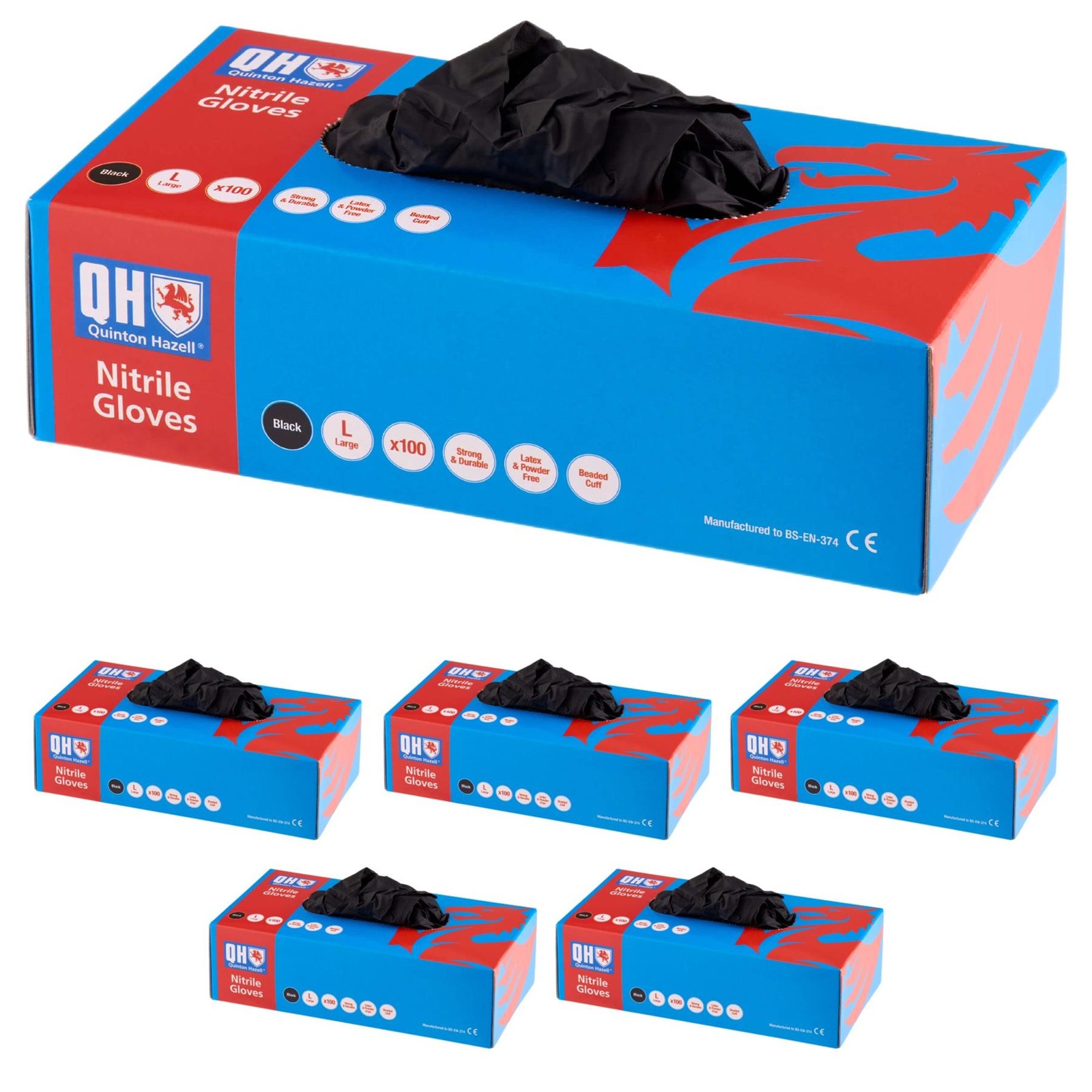 600 Black Disposable Large Nitrile Gloves Powder Free Latex Free Multi Purpose
