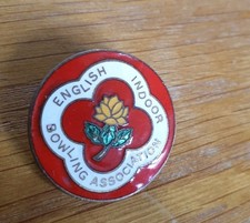 Vintage English Indoor Bowling Association Enamel Badge Bowls England