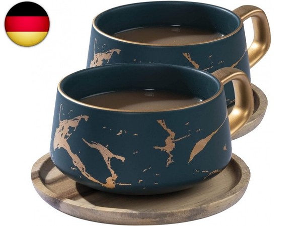 Cappuccino Tassen 2 X 300 Ml, Kaffeetassen Mit Unterteller-image