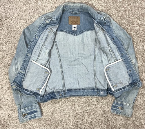 Chaqueta de mezclilla para mujer Abercrombie & Fitch talla L lavado ligero desgastado - Imagen 2 de 5