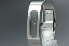 [Exc+5] GUCCI 2400S Bangle Watch Quartz Silver Stainless Steel Black Dial