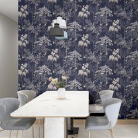 Japanische Vogelgarten Arthouse Tapete Navy 908106 Orientalische BäUme BlüTen
