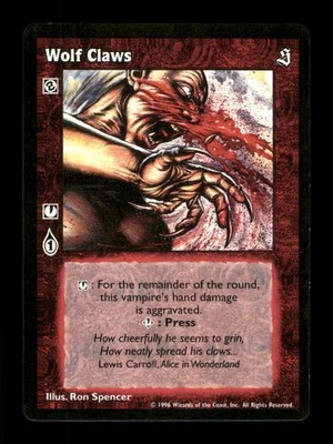 Wolf Claws 1996 WOTC  Vampire The Eternal Struggle VTES Trading Card CC