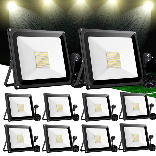 10X100W 10000Lm Led Fluter AußEn Strahler Flutlicht Scheinwerfer Warmweiß Lampe-image