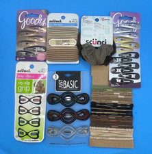 Lot of 50 Hair Accessories Barrettes, Clips, Ponytail Ties, Scrunchies Neutrals