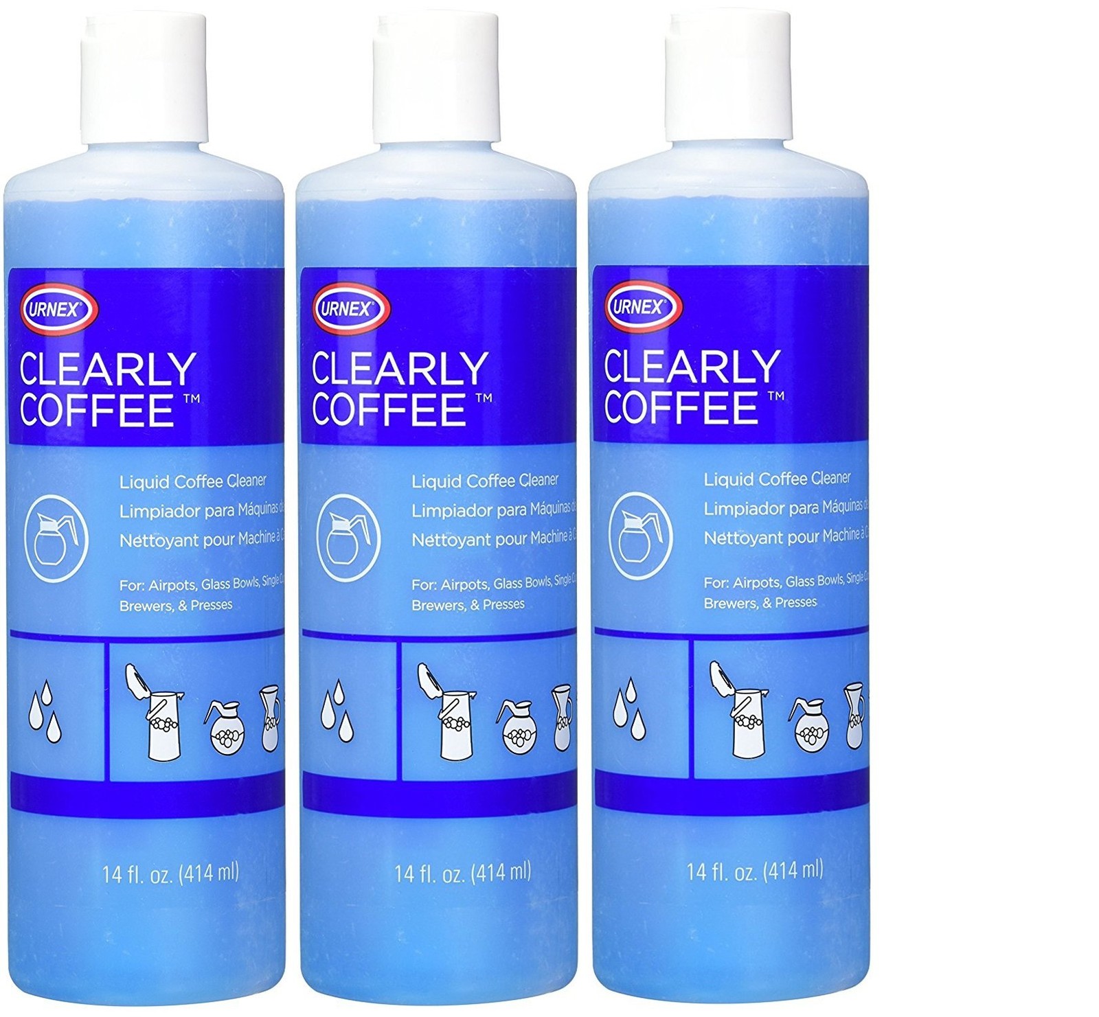 Urnex Clearly Coffee Pot Cleaner - 3 Pack - Made 14 Fl Oz (P