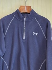 Under Armour Sweater Mens Medium Navy Blue Fleece Quarter Zip Athletic Pullover